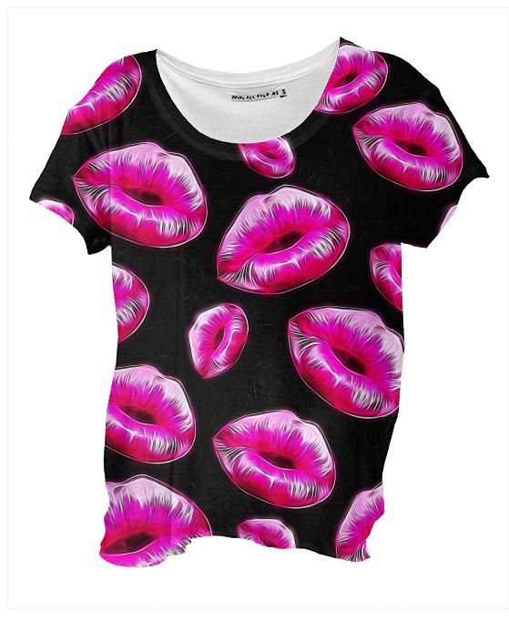 Hot Pink Sassy Lips Drape Shirt