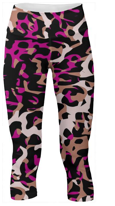 Pink Black Cheetah Camouflage Yoga Pants