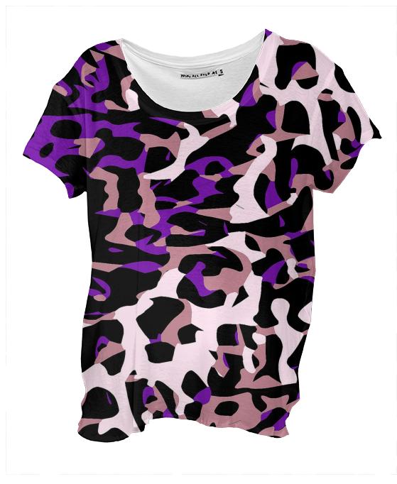 Purple Pink Camouflage Cheetah Drape Shirt
