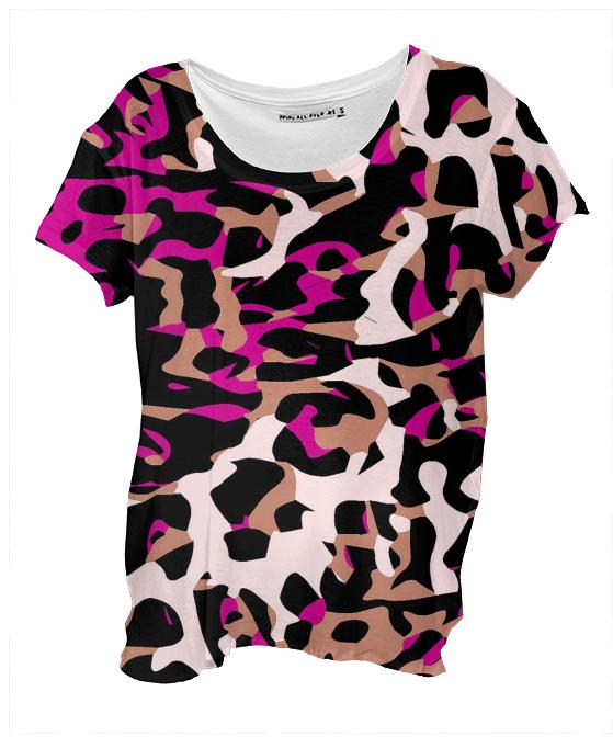 Hot Pink Cheetah Camouflage Drape Shirt