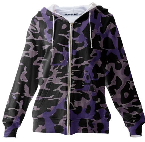 Purple Lavender Cheetah Camouflage Zip Hoodie