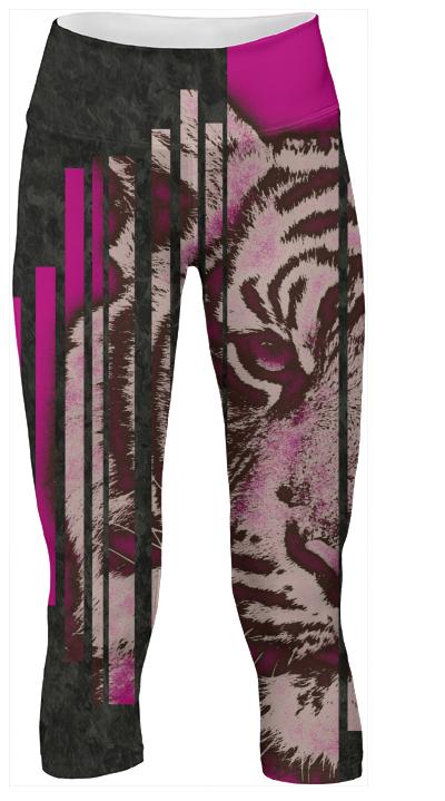 Florescent Pink Tiger Yoga Pants
