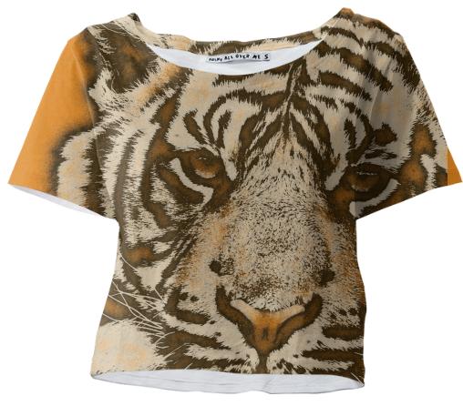 Florescent Orange Tiger Crop Tshirt