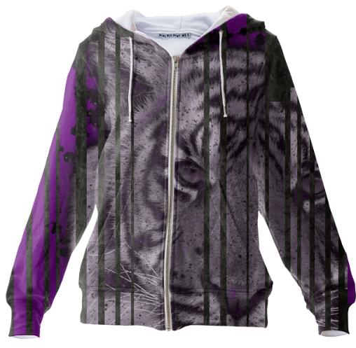 Purple Tiger Zip Hoodie