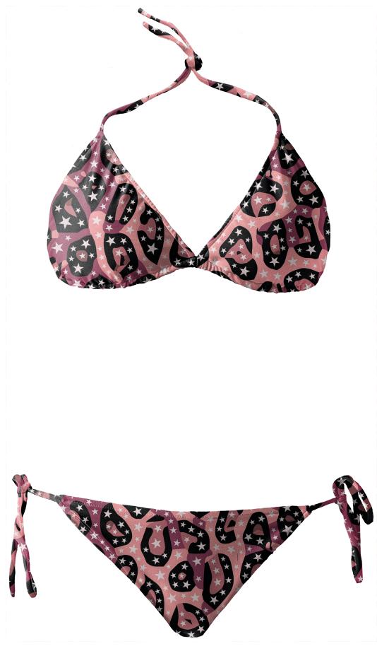 Pink Cheetah Stars Bikini