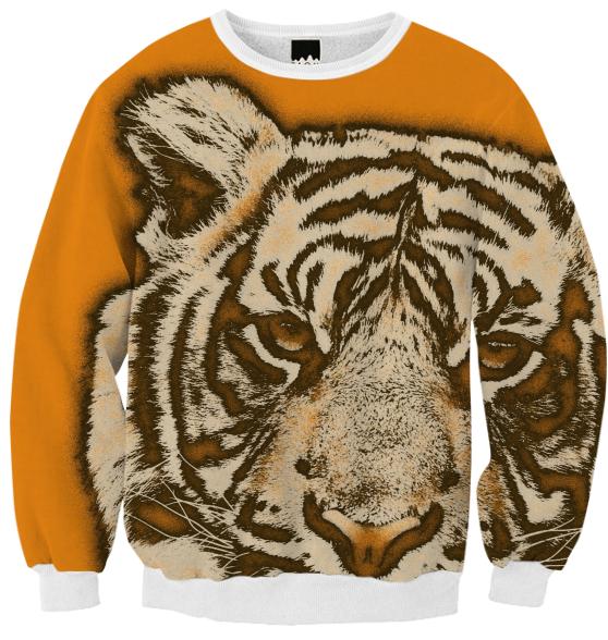 Orange Tiger Ribbed Sweatshirt