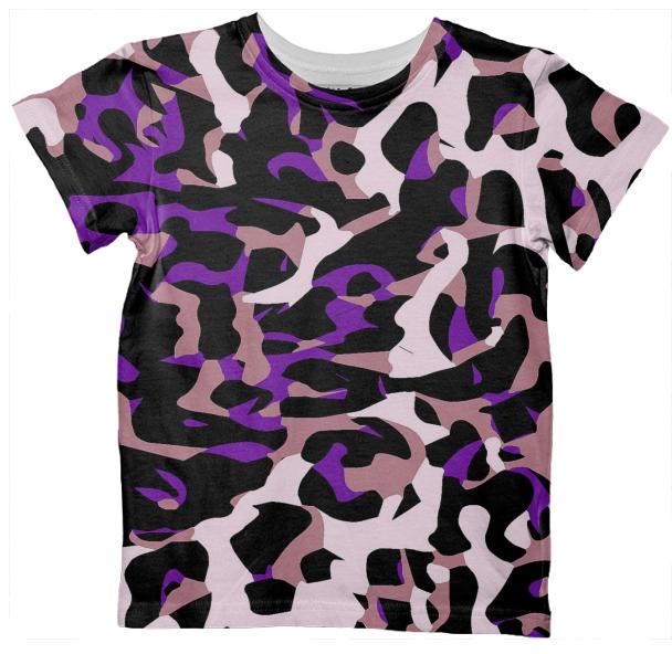Purple Cheetah Camouflage Kids Tshirt