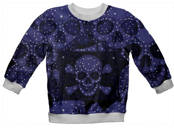 Blue Black Skull Kids Sweatshirt