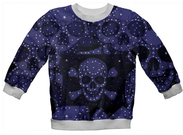 Blue Black Skull Kids Sweatshirt
