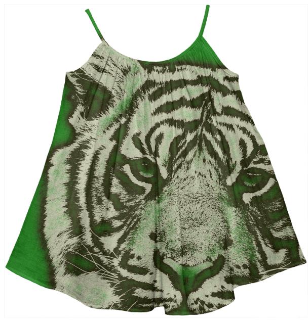 Kids Green Tiger Tent Dress