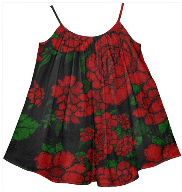 Beautiful Kids Red Roses Tent Dress
