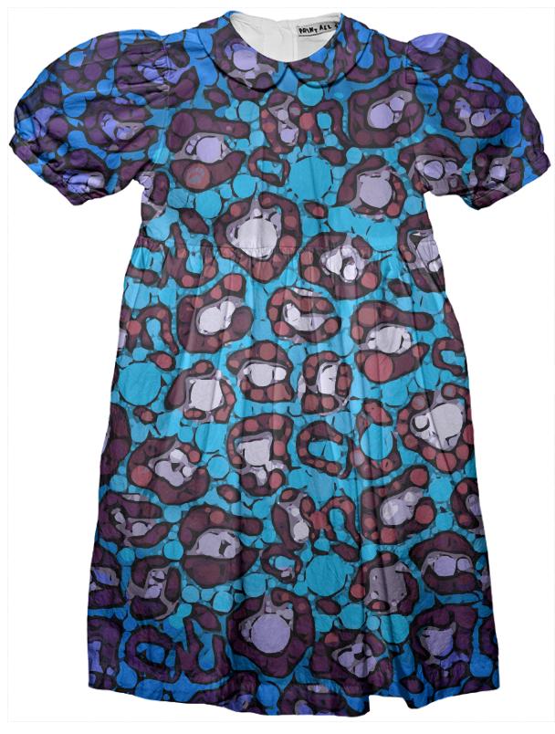 Blueberry Turquoise Cheetah kids Party Dress