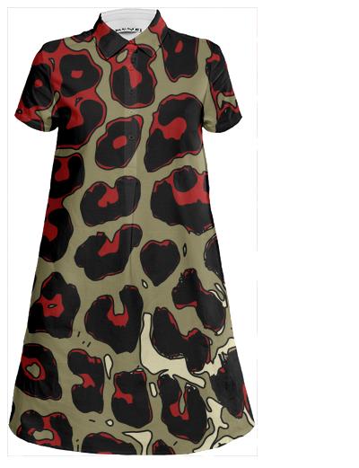 Cheetah Abstract Mini Shirt Dress