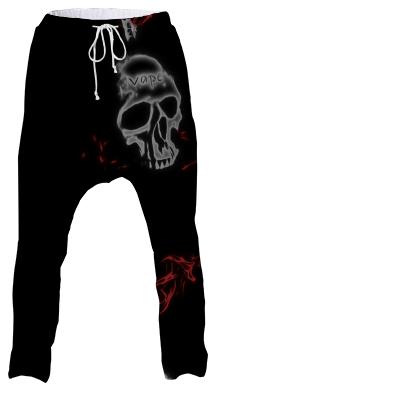 Black Skull Red Smoke Vape Drop Pants