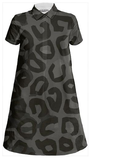 Black Cheetah Abstract Mini Shirt Dress