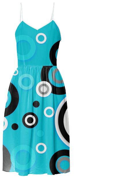 Turquoise Retro Pattern Summer Dress