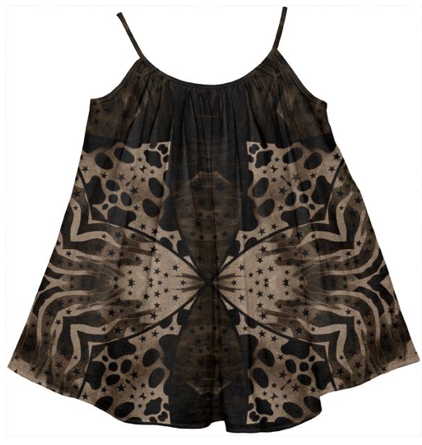 Brown Black Zebra Paws Kids Summer Dress