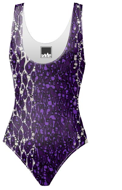 Grape Cheetah Abstract Full Swimsuit