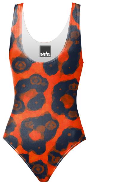 Florescent Orange Cheetah Full Swimsuit