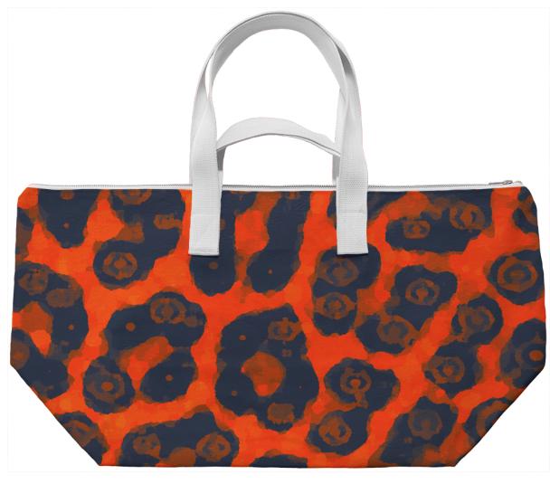 Florescent Orange Cheetah Weekend Bag