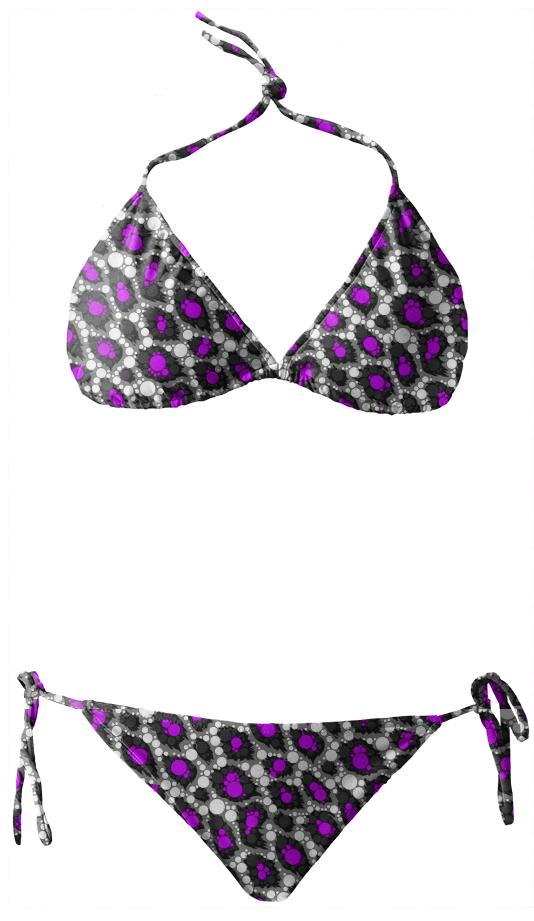 Florescent Purple Leopard Bling Bikini