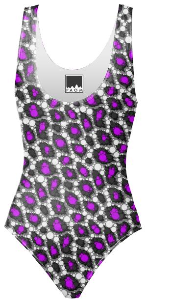 Purple Leopard Bling Pattern Full Swimsuit