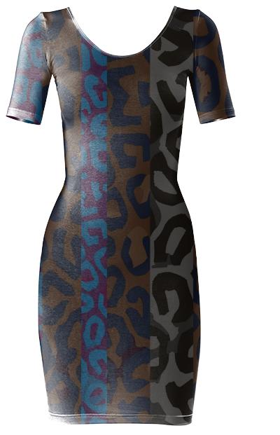 Cheetah Print Stripes Bodycon Dress