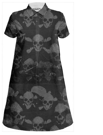 Black Grunge Skull Mini Dress