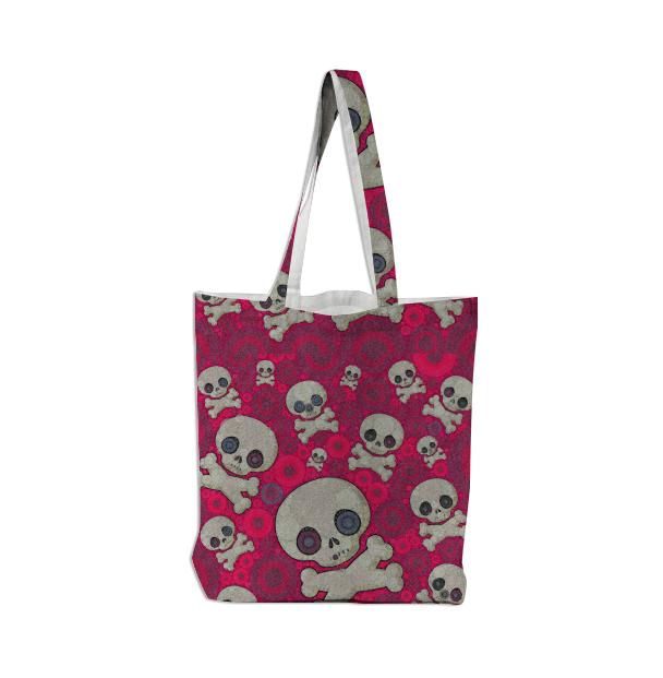 Cute Girly Skulls Tote Bag