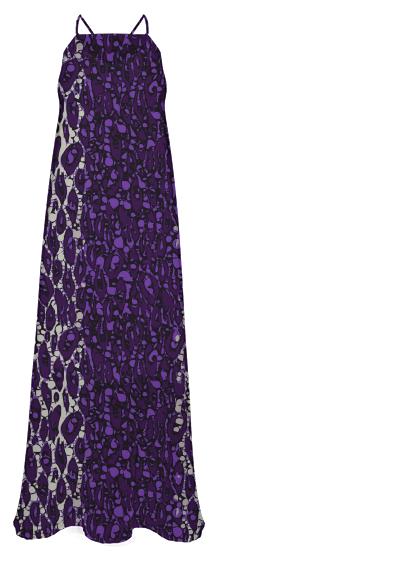 Beautiful Purple Cheetah Pattern Chiffon Maxi Dress