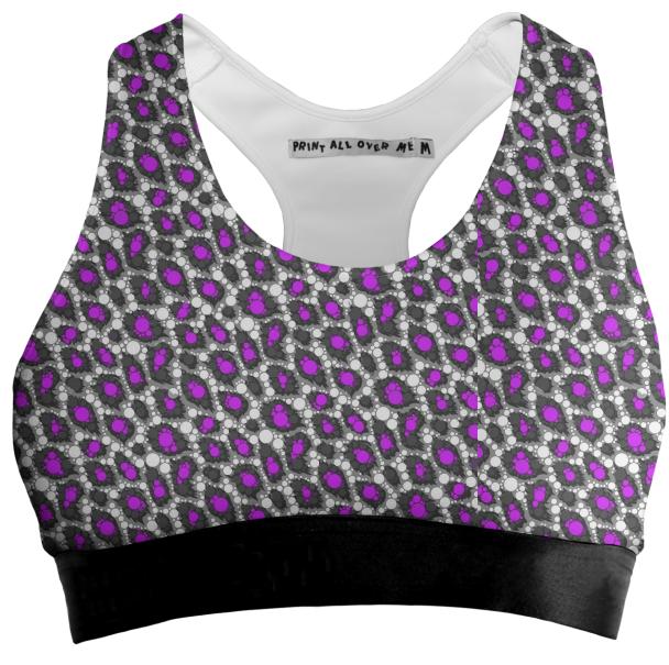 Purple Black Cheetah Pattern Sports Bra