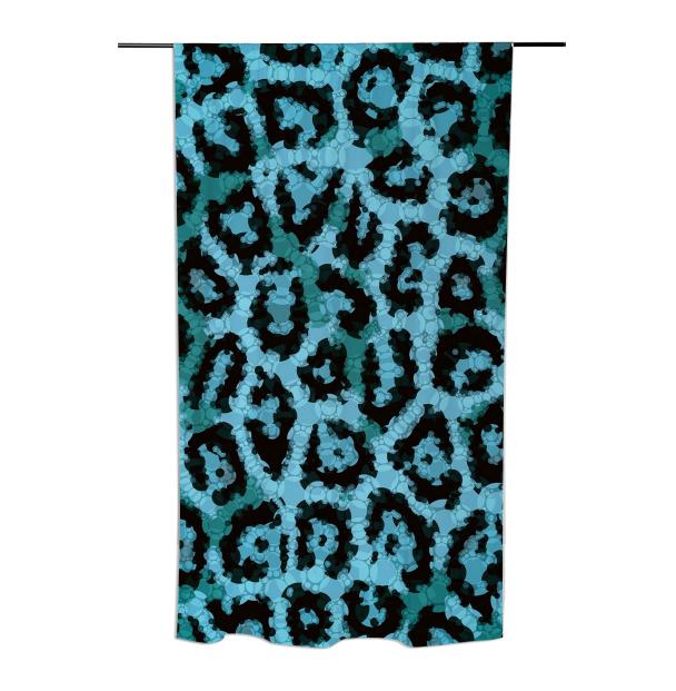 Turquoise Black Cheetah Abstract Curtain