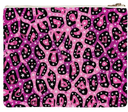 Pink Cheetah Stars Neoprene Clutch Bags
