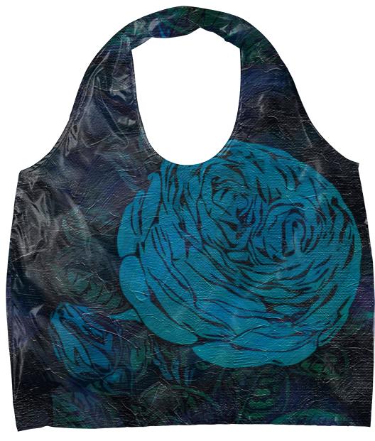 Turquoise Painted Roses Eco Tote
