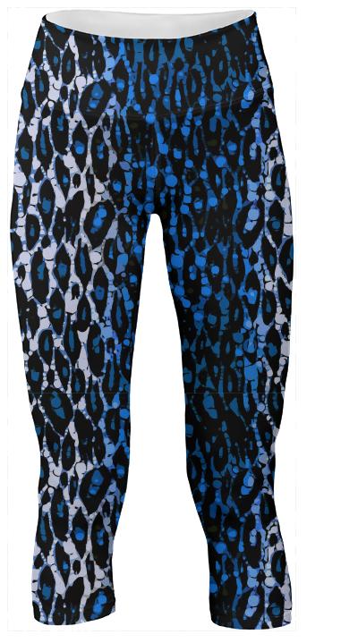 Blue Tiger Print Yoga Pants