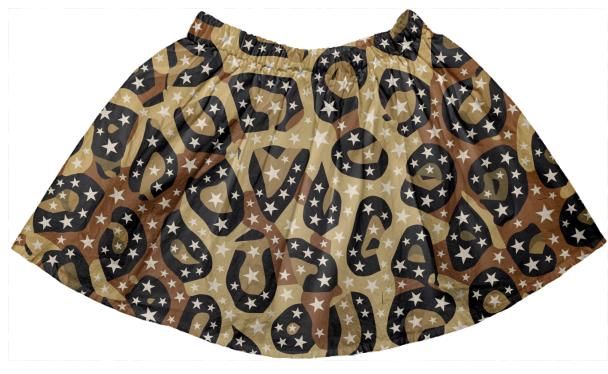 Brown Cheetah Stars Girl s Skirt