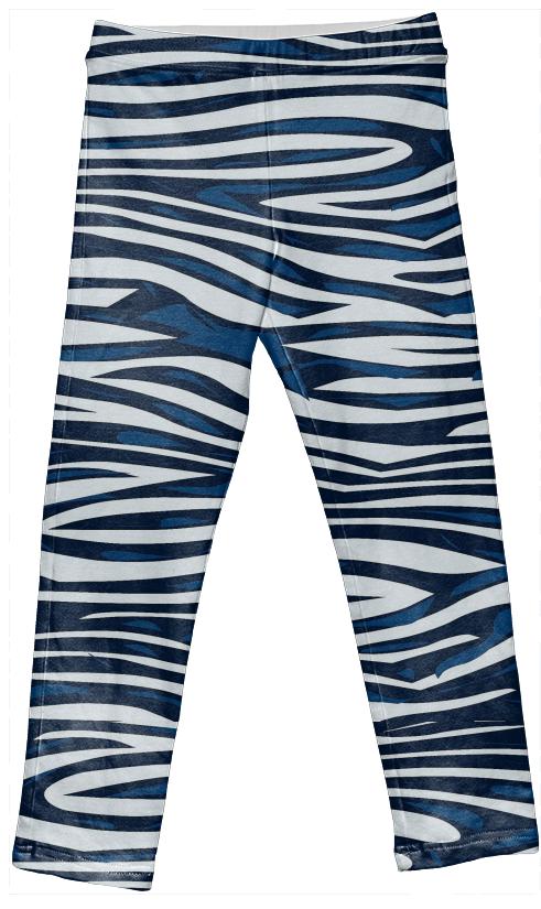 Blue Zebra Abstract Girl s Leggings
