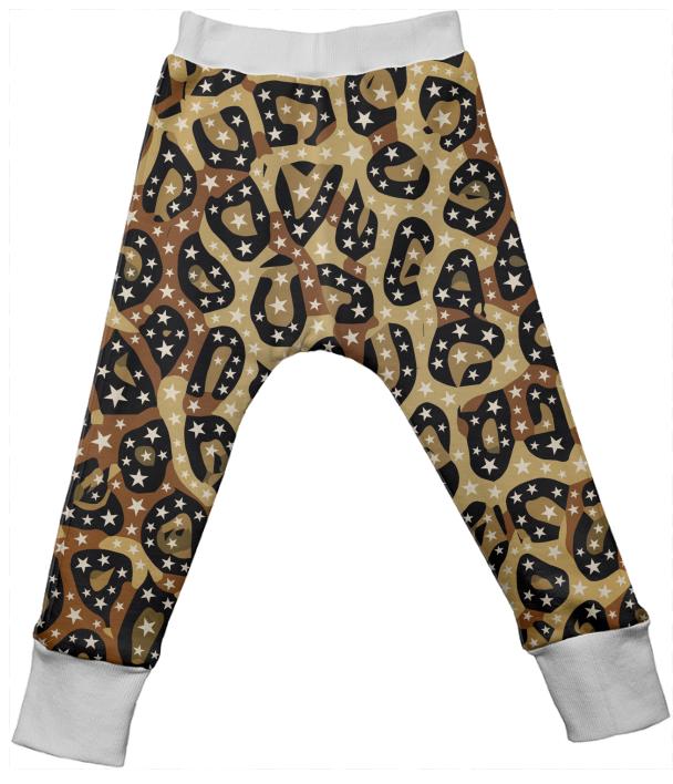 Brown Cheetah Stars Drop Pants