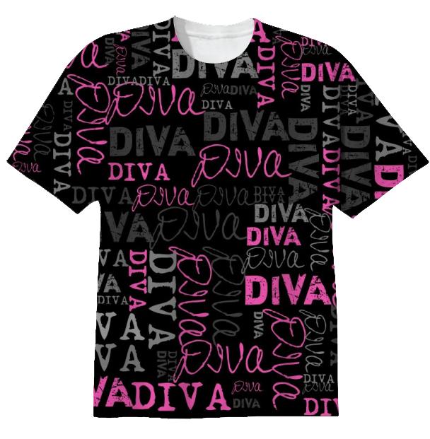 Pink Diva Alloverprint Tshirt