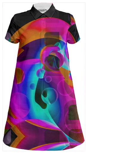 Psychedelic Abstract Pattern Mini Shirt Dress