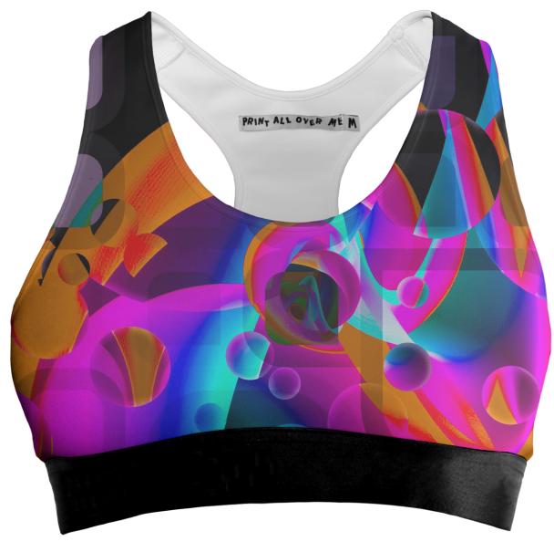 Psychedelic Trippy Abstract Pattern Sports Bra