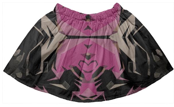 Pink Black Abstract Pattern Girls Skirt