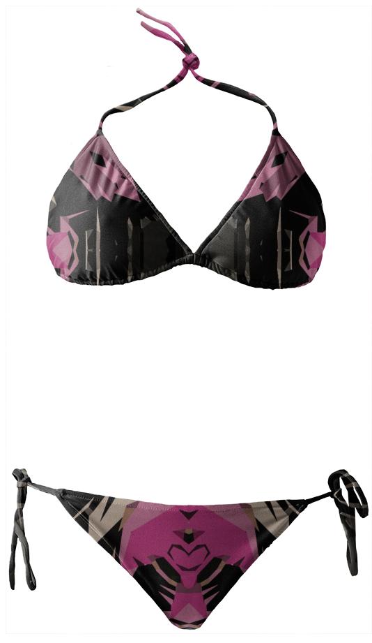 Pink Black Aztec Pattern Bikini