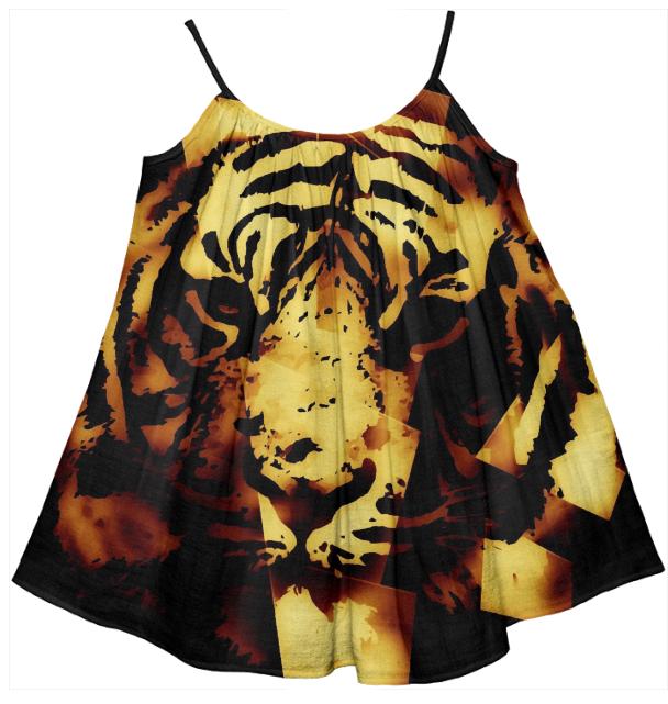 Beautiful Gold Abstract Tiger Kid s Tent Dress