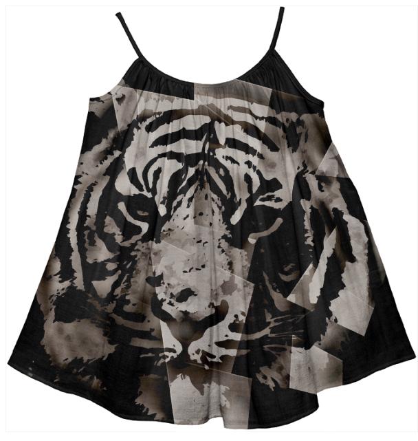 Beautiful Black White Abstract Tiger Girl s Tent Dress