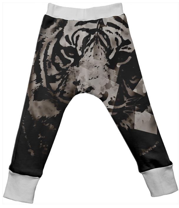 Black White Abstract Tiger Kid s Drop Pants