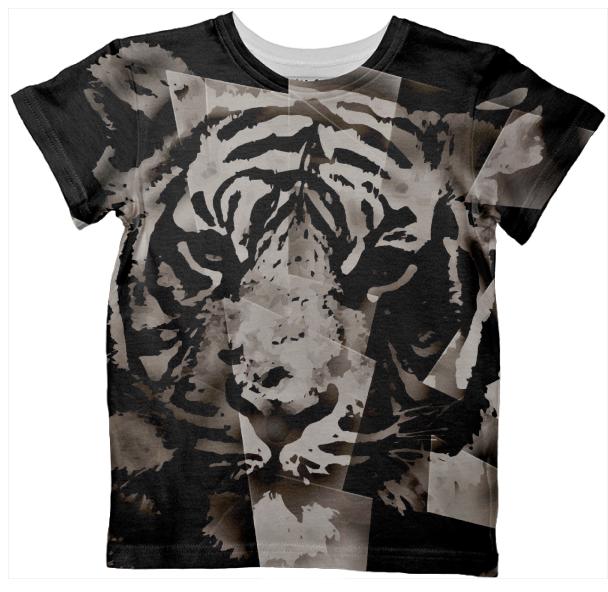 Black White Abstract Tiger Kid s Tshirt