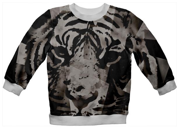 Black White Abstract Tiger Kid s Sweatshirt