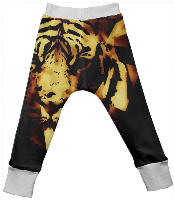 Gold Black Abstract Tiger Kid s Drop Pants