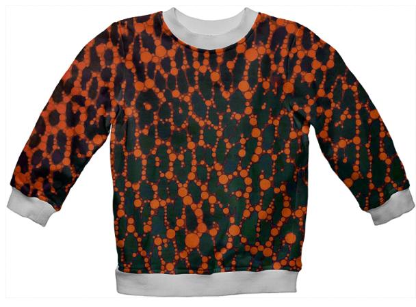 Florescent Orange Abstract Leopard All over Print Sweatshirt